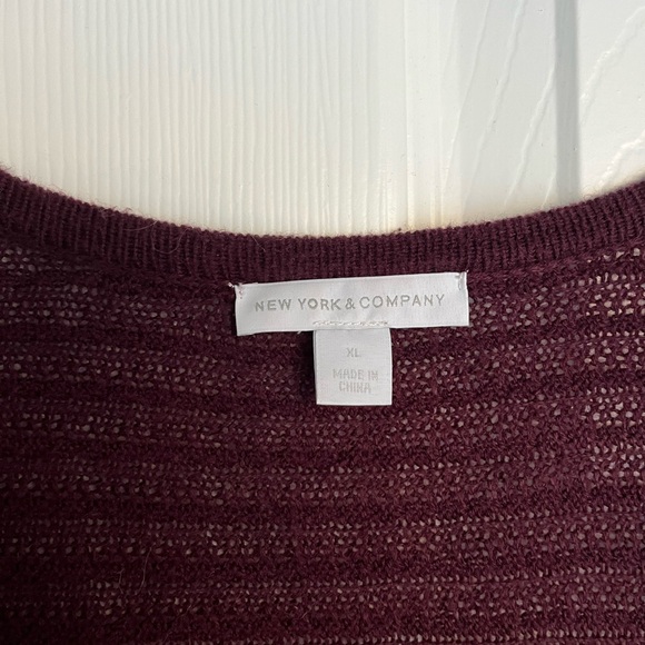 New York & Company Maroon Knit V-Neck Sweater - Picture 3 of 3